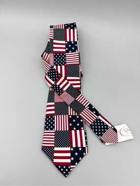 Talbots Kids Red, White & Blue Silk  Stars and Stripes Flag-Print Tie